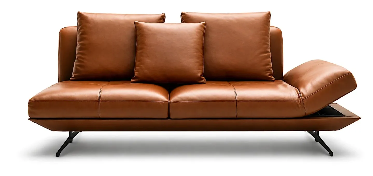 Modern reception sofa in a professional lounge area.