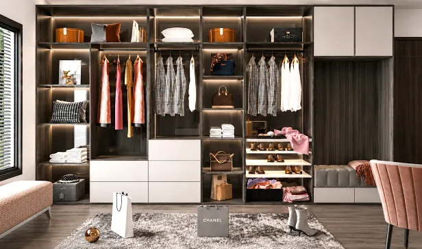 Dressing ouvert moderne avec éclairage LED intégré