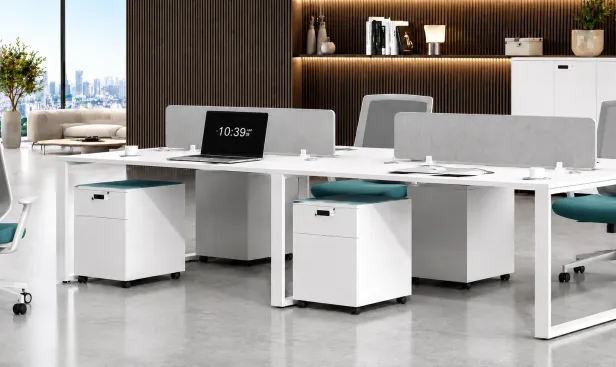 Open Space Desk with Privacy Screens